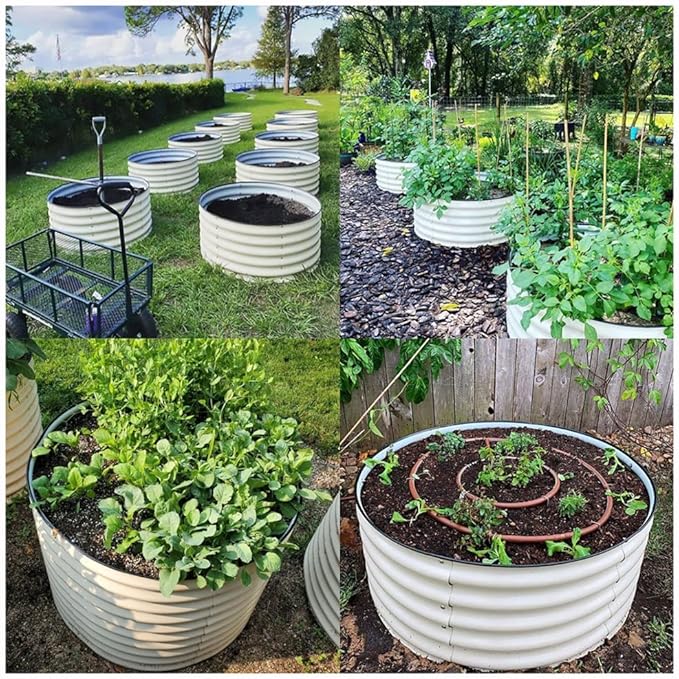 Thicker Round Galvanized Raised Garden Bed Kit Round Large Planting Box Rubber Strip Edging Planter Raised Beds for Planting Herbs and Flowers Diameter 107cm (Color : Gray Size : 107x28cm)