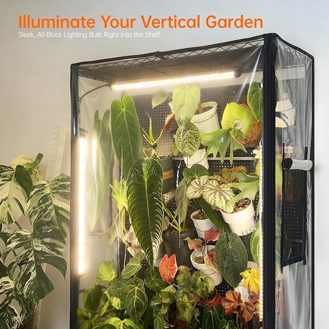 Bstrip Indoor Greenhouse Cabinet with Pegboard Indoor Greenhouse with Grow Light 4 Pack 96W Full Spectrum Plant Lights Ideal for Indoor Plant Foliage Plants 35.4x13.8x71