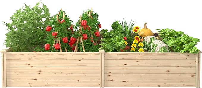 BlueWish Outdoor Wooden Garden Bed Raised Garden Bed with Bottomless Divisible Planter Boxes for Gardening Vegetable Flower 95''L x 49''H x 11''W