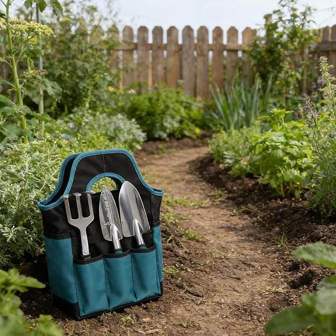 7pcs Heavy Duty Garden Tool: Garden Shovel Transplant Trowel and Hand Rake with Organizer Handbag for Planting - Gardening Essential Supplies