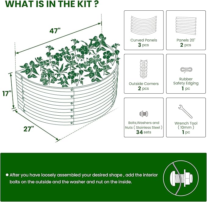 Olle Outdoor Metal Raised Garden Bed 17 Tall Large Bottomless Galvanized Raised Bed for Growing VegetablesSucculentsFlowers Planter Boxes Outdoor 47*27 Red