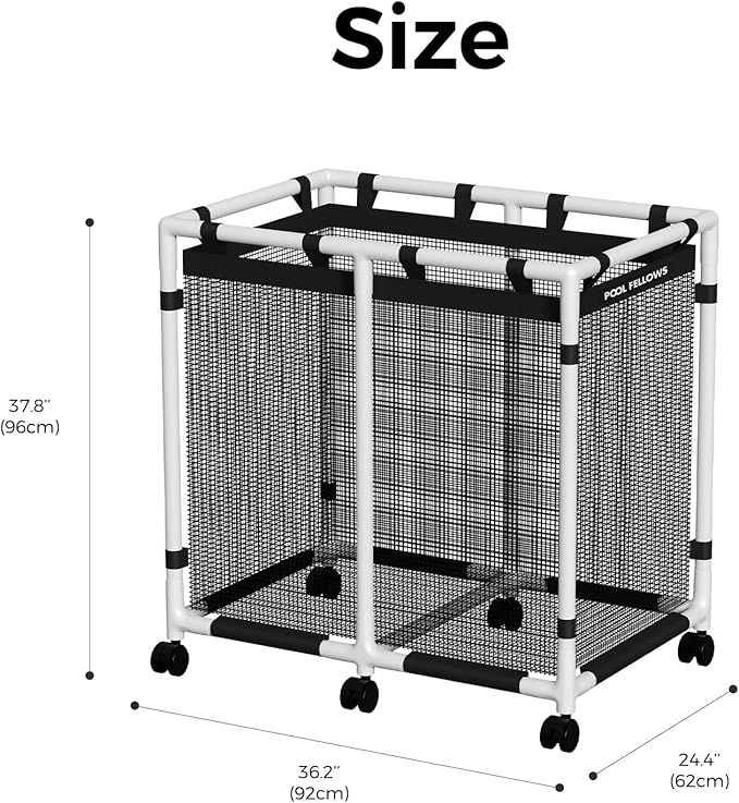 Pool Storage Bin 105 Gallons Holder for Noodles Toys Floats Towels Mesh Organizer for Swimming Equipments Basic Style