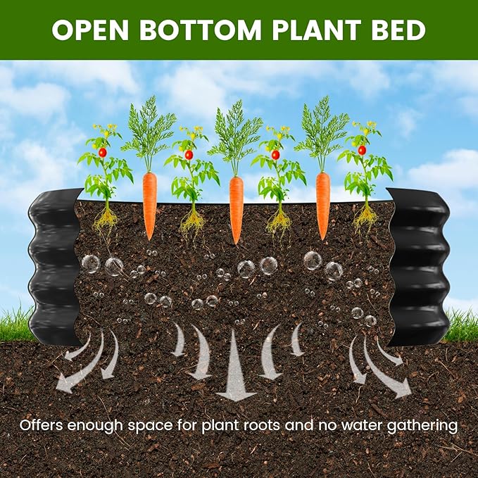 3 Pcs 2x2x1ft Round Galvanized Raised Garden Bed Kit with Tomato Cages Metal Planter Box Outdoor Raised Garden Beds for Gardening Vegetables Flowers Black