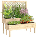 Outsunny 2-Tier Raised Garden Bed with Trellis Wooden Elevated Planter Box with Drainage Gaps Liners Trellis Planter for Climbing Plants Flowers Herbs 42.5 x 24.4 x 47.2 Natural