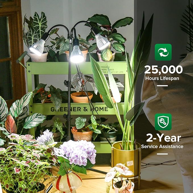 SANSI Upgraded 90W Grow Light with Adjustable Tripod Stand 5000K 660nm Full Spectrum 700W Equiv. LED Floor Plant Light for Indoor Plants Grow Lamp with Replaceable Bulbs for High PPFD Growing