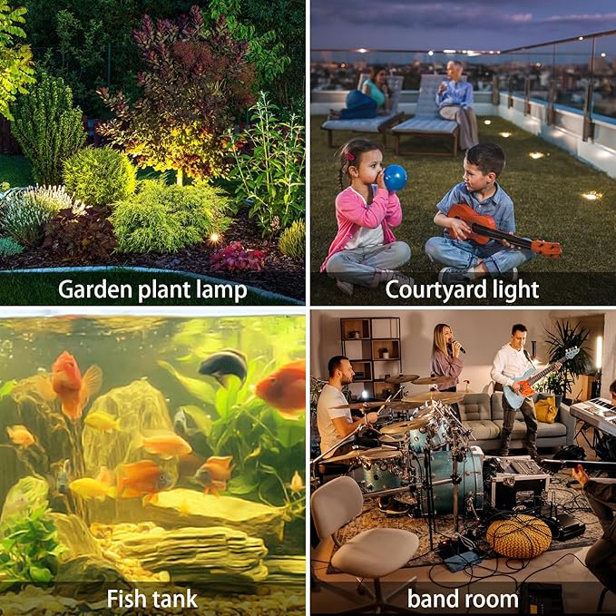 AVEKI Solar Pond Spotlights 2 in 1 12 LED Solar Underwater Lights with Dual Head Waterproof Submarine Landscape Spotlight Security Lighting for Outdoor Patio Garden Fountain Pond