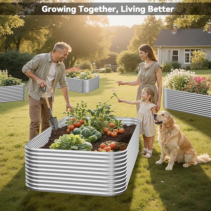 3 Pack Tall 4x2x1.5FT Raised Beds for Gardening Corrugated Galvanized Steel Raised Garden Bed Outdoor Metal Above Ground Garden Bed for Vegetables and Flowers