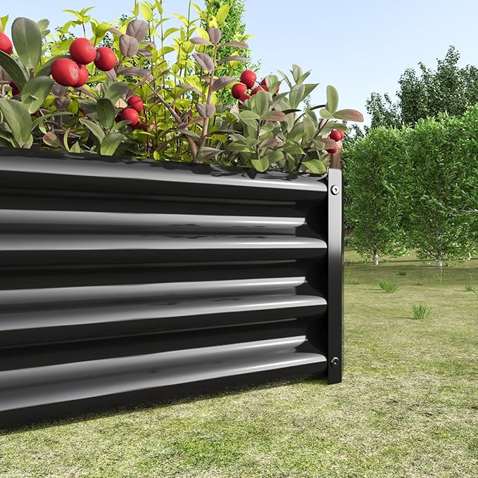 Dawn Metal Raised Garden Bed Rectangle Raised Planter 4×2×1ft for Flowers Plants Vegetables Herb Veezyo Black