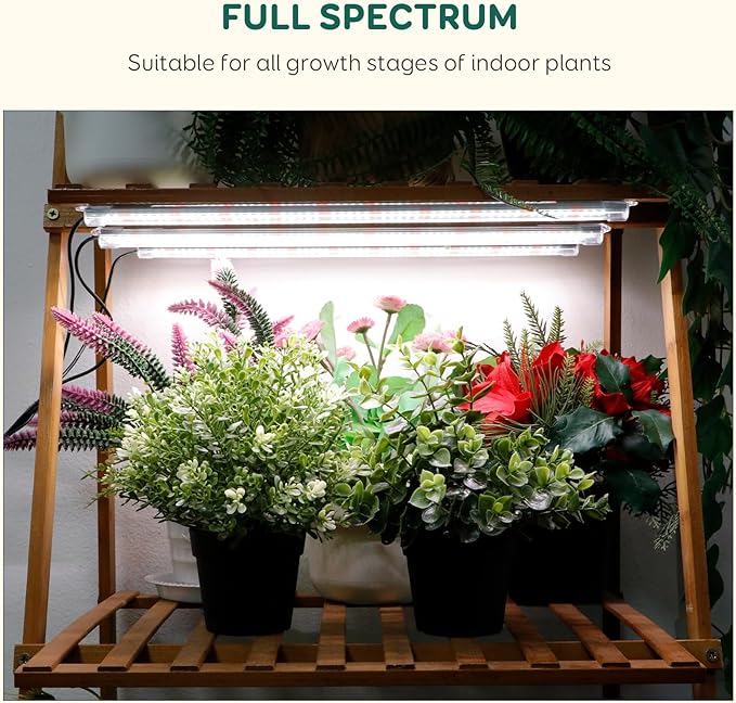 6-Bar Grow Light Strips for Indoor Plants 16 Full Spectrum Plant Lights 6500K Sunlike Grow Lights with 6/12/18H Timer 5-Level Dimmable for Indoor Growing