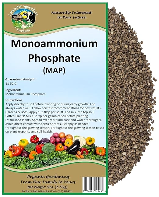Monoammonium Phosphate Fertilizer (MAP) 5 Pounds High Phosphorus &amp Nitrogen for Gardens Crops &amp Pastures – Root Growth Bloom Booster &amp Healthy Plant Nutrition – Lancaster Agriculture Pro