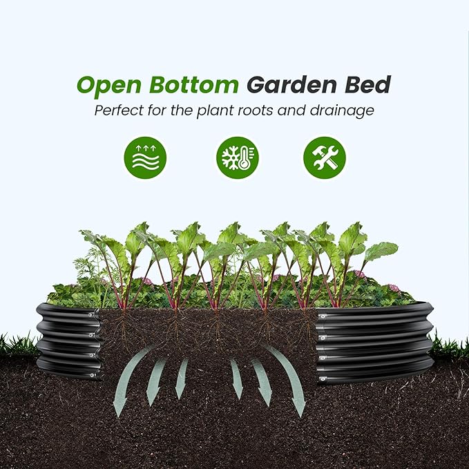 Land Guard 3×3×1ft Galvanized Raised Garden Bed Kit Round Galvanized Planter Raised Garden Boxes Outdoor Large Metal Raised Garden Beds for Vegetables Grey