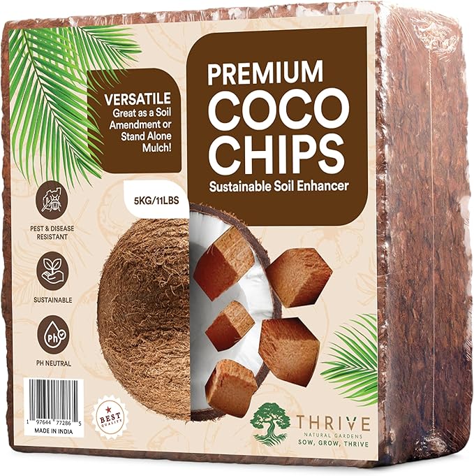 Coco Coir Chips Brick for Plants (11lb) – Washed Compressed Coconut Husk Chips Expands to 50L / 1.8 cu ft for Orchids Soil Mixes Mulch &amp Reptile Bedding