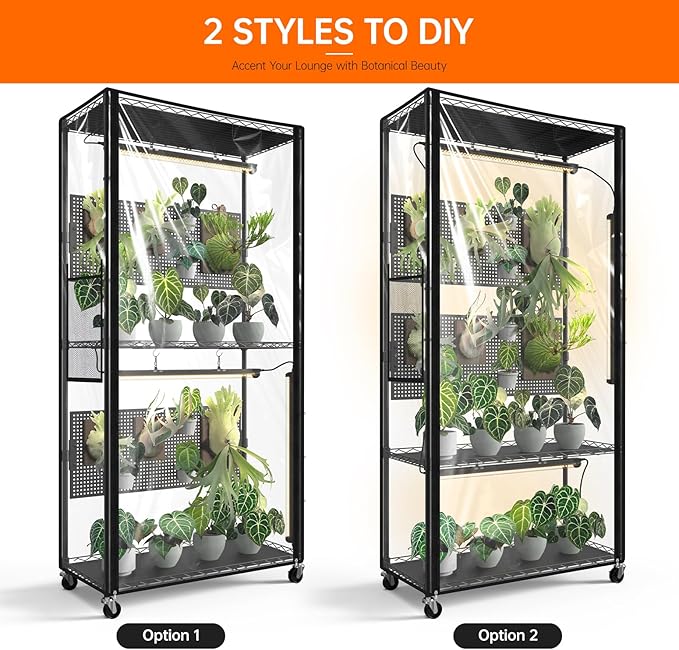 Bstrip Indoor Greenhouse Cabinet with Pegboard Indoor Greenhouse with 4 Pack 96W Full Spectrum Grow Light for Indoor Plant Foliage Plants 29.5x13.8x59