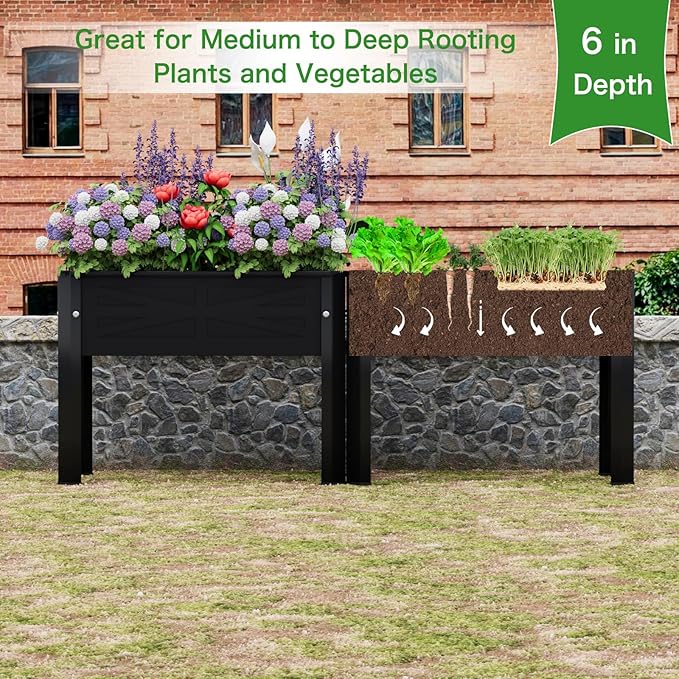 Raised Garden Bed with Tall Legs Elevated Metal Planter Box for Vegetables Herbs Flowers - Outdoor Use in Backyard Patio Balcony &amp Deck