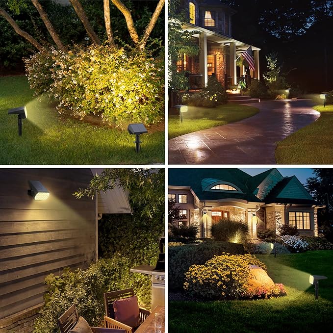 WELALO 6 Pack/65 LED/3 Modes Solar Color Changing Spot Lights Outdoor 3 Modes/4 Pack/188 LED Solar Motion Sensor Lights Outdoor