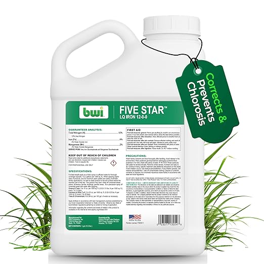 LQ Iron 12-0-0 Liquid Fertilizer for Rapid Green-Up &amp Chlorosis Correction - Perfect Nitrogen Fertilizer with 6% Iron 2% Manganese &amp Low pH for Turf Trees &amp Ornamentals - 1 Gallon