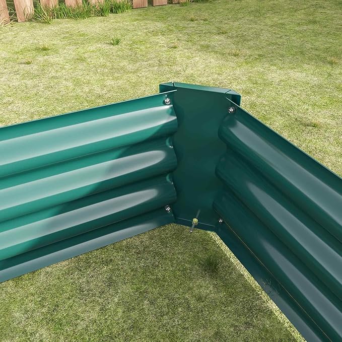 Raised Garden Beds Outdoor Rectangle Galvanized Metal Planter Box with Kit Above Ground Garden Bed for Vegetables Herbs Flowers and Plants (Green 6×3×1)