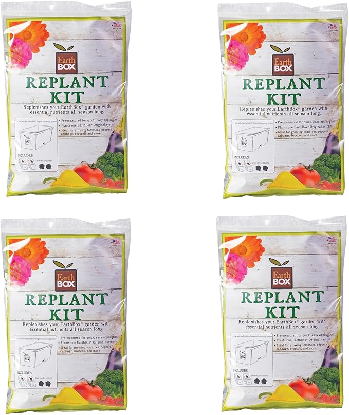 EarthBox 8-3-5 Natural Replant Kit (Pack of 4) - Fertilizer for Vegetable Gardens Herbs and Flowers