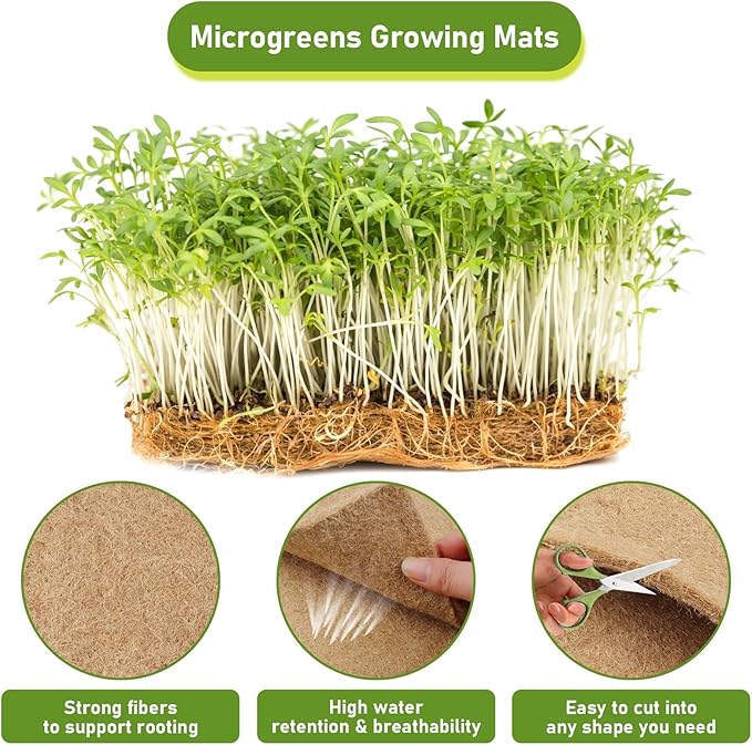 Legigo 12 Pack Hemp Grow Mat for Microgreens- 10 X 20 Hydroponic Jute Grow Pads for 1020 Growing Trays Hemp Fiber Mats Sprouting Pads Microgreens Growing Kit for Indoor Organic Wheatgrass Sprouts
