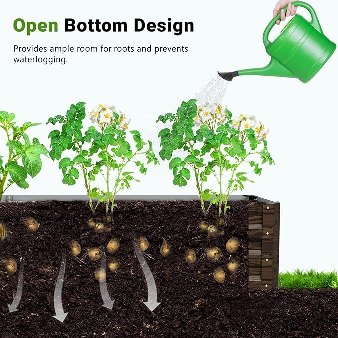 DoCred Galvanized Raised Garden Bed with PVC Cover 84.6 x 45.3 x 47.2 Metal Planter Bottomless Box w/Roll-Up Window Mini Greenhouse Tent for Outdoor Growing Vegetables Flower Fruit