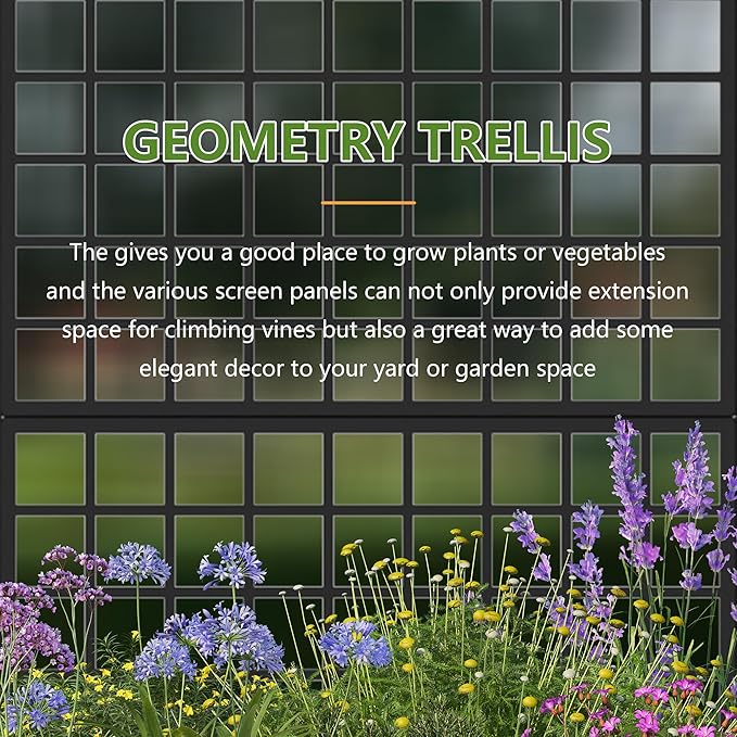 Casaphoria 72x35 Metal Raised Garden Bed with Trellis(2 Pack) Outdoor Planter Box with Wheels &amp Drainage Holes for Climbing Plants Flowers Elevated Garden Kit with Privacy Screen Black-Gird