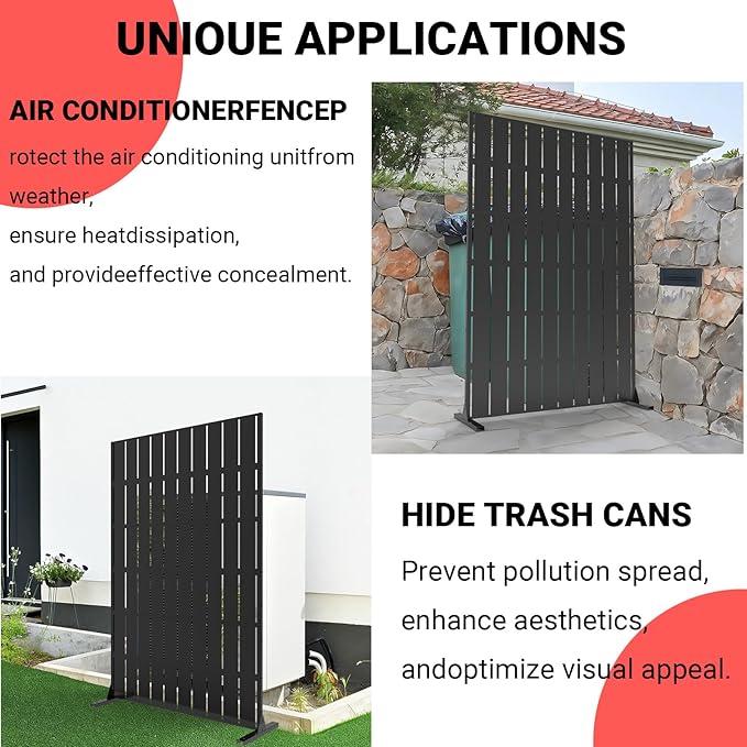 72 h x 47 w Outdoor Metal Privacy Screen Freestanding Screen Panel with Stand Privacy Fence and Room/Garden Divider Weather-Resistant Steel for Patio Garden Balcony or Backyard