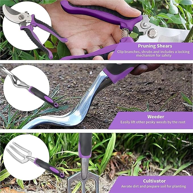 Garden Tool Set 11 Pieces Heavy Duty Aluminum Gardening Tools Garden Gift Tool Starter Set Ideal Gift for Women