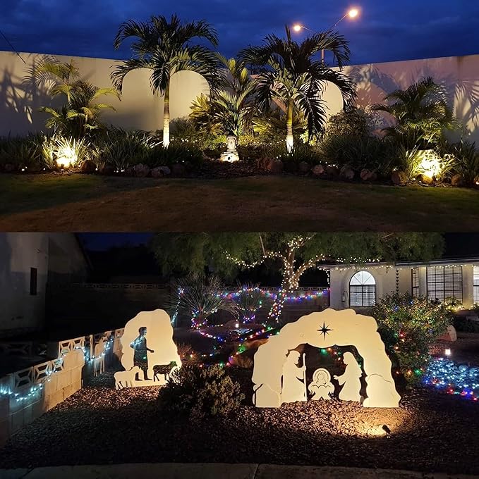 TOVEENEN LED Outdoor Landscape Spotlight 120V 12W Waterproof Spot Lights for Yard House Garden Christmas Lighting 3000K Warm White 2 Pack