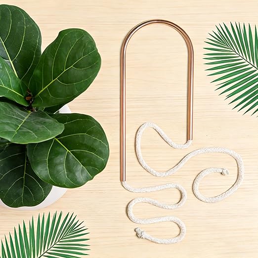 Self-Watering Plant Wick System Brass and Cotton U-Shaped Automatic Drip Irrigation for House Plants (Rose Gold)