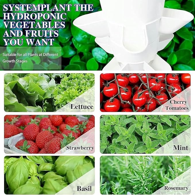 AMNOOL Garden hydroponic Planting System Vertical Tower 15-Layer 45-Hole hydroponic Tower Set hydroponic Vertical Planting System Vertical Vertical hydroponic Tower