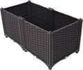Deep Raised Garden Bed Plastic Planter Boxes Self-Watering Planter Box Raised Bed to Grow Vegetables Flowers Herbs and Succulents 31.5 L X 15.7 D X 14.7 H (Brown Style 1-2)