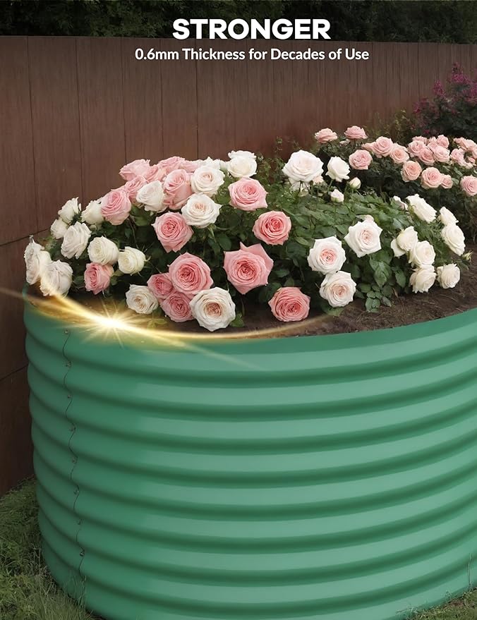 Raised Garden BedGalvanized Raised 8×4×2ft Planter Boxes Outdoor with Easy Assembly Large Garden Bed for Vegetables Fruits FlowerGreen