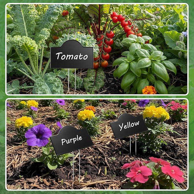 Landhoow 30 Pack Extra Large Metal Plant Labels 6 x 4 with 11'' Stake Stainless Steel 304 Garden Markers Waterproof Plant Marker Weatherproof Garden Signs for Vegetable Herb Flower Seed Greenhouse