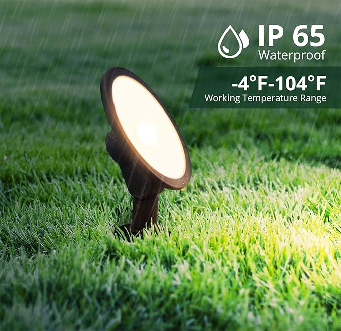 GKOLED 4-Pack Low Voltage LED Landscape Flood Light 9-15V AC/DC Outdoor Wall Wash Lighting 5W 450LM Waterproof Landscape Spotlight with Slot Spike 3000K Adjustable Knuckle Mount Die-cast Aluminum