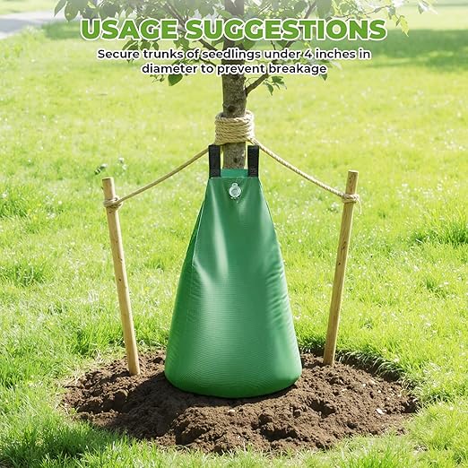HIRALIY 20 Gallon Tree Watering Bag 2 Pack Slow Release 1-5 Days Deep Root &amp Automatic Drip Irrigation System for Multi-Trunk Newly Planted Small Trees and Shrubs