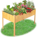 Raised Garden Bed 48x25x30 Inch Raised Bed Elevated Bamboo Planter Box with Legs Standing Growing Bed for Growing Fresh Herbs Vegetables Succulents Flowers