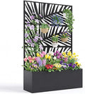 Metal Planter Box with Trellis 47X16X71 Raised Garden Bed Without Wheels Galvanized Metal Privacy Screen for Climbing Plants Vegetables Vines Patio Planters with Drainage Holes 16 Deep Bed