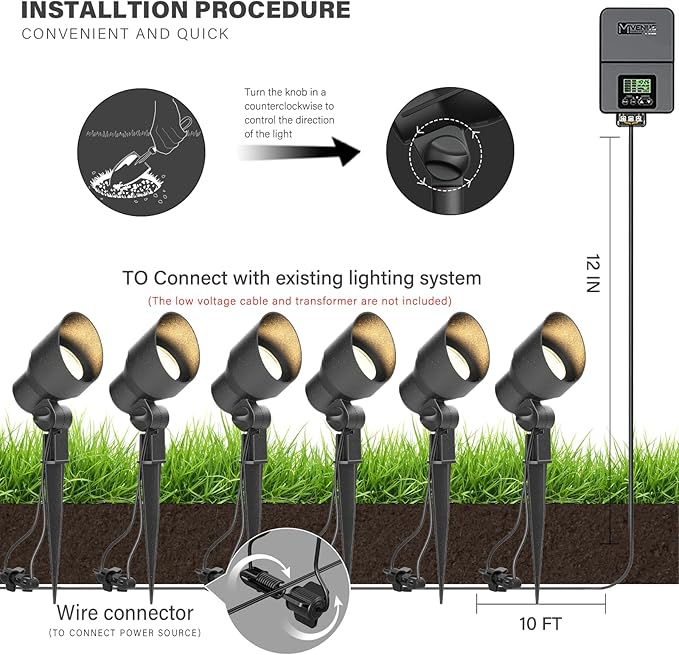 VENUS MANUFACTURING 6 Pack Low Voltage Landscape Spotlight 3W LED Outdoor Landscape Lighting Kits 200 Lumen Black Waterproof Flood Lights 12V 3000K Warm White Metal Tree Lights for Garden &amp Yard