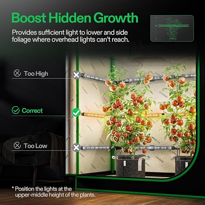 VIVOSUN GIY Smart Grow Tent System 2x2 and LumaRay Side Lighting Bars (4-Bar) Full Spectrum LED Grow Lights for Grow Tents Greenhouses SGS Compatible