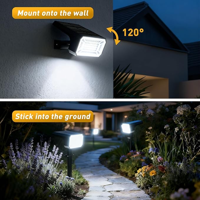 Solar Spot Lights Outdoor Waterproof IP65 [12 Pack/100 LED/4 Modes] 2-in-1 Solar Landscape Spotlights Auto On/Off High Lumens Spot Lights for Outside Yard Garden Pathway(Cool White)