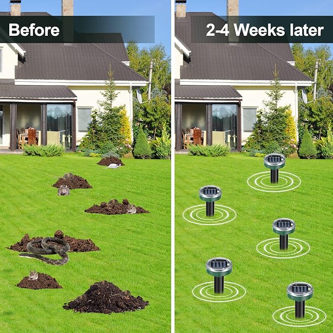 Mole Repellent Solar Powered 10 Pack Snake Repellent Ultrasonic Groundhog RepellerGopher Repeller Sonic Mole Deterrent Spikes Snake Gopher Mole Vole Repellent Outdoor for Lawn Garden &amp Yard