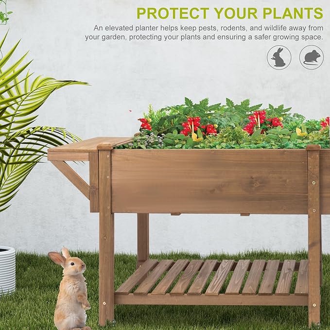 Raised Garden Bed with Legs Outdoor Elevated Garden Box with Legs Large Storage Shelf for Vegetable Flower Herb Easy to Assemble81x23x31 in