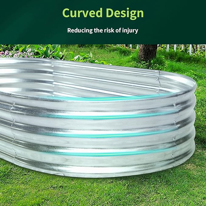 Galvanized Garden Bed Outdoor Raised Garden Bed for Vegetables Flowers and Herbs Planting Boxes Metal Planter Boxes Large Galvanized Steel Raised Bed Kit 6x3x1ft Planter Raised Beds Oval