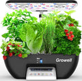 Hydroponics Growing System Kit 17 Pods Herb Garden with 102 28W Full-Spectrum Grow Lights &amp 2 Fans Indoor Garden with Water Pump 10L Water Tank Auto Timer Height Adjustable (Black &amp White