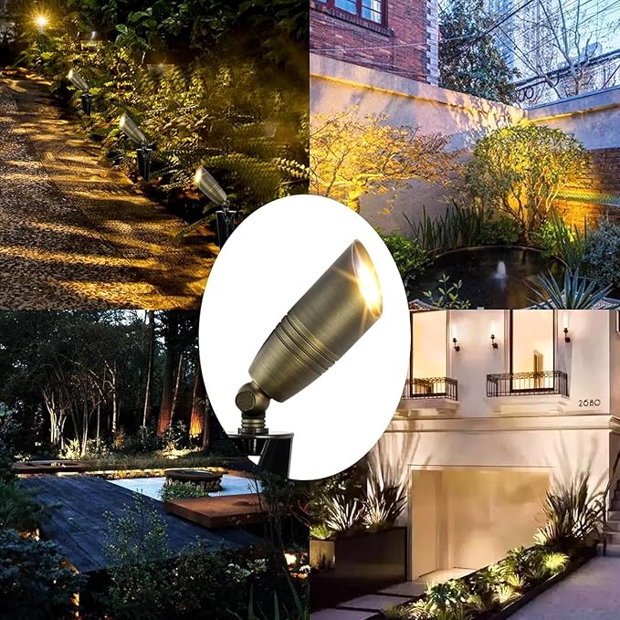 Solid Brass Landscape Lighting Spotlight Heavy Duty Bronze LED Spot Lights Waterproof Outdoor Uplighting 12V Low Voltage (1)