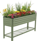 Elevated Raised Garden Bed- Slim Series 1.5' x 5.5' Outdoor Planters Boxes with Legs &amp Storage Rack for Patio 750 Lbs Weight Capacity Raised Beds for Gardening Herbs Vegetables Flowers Olive G