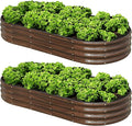 SnugNiture 2 Pcs 6x3x1ft Raised Garden Bed Kit Outdoor Oval Metal Garden Planter Ground Planter Box for Gardening Vegetables Flowers Brown