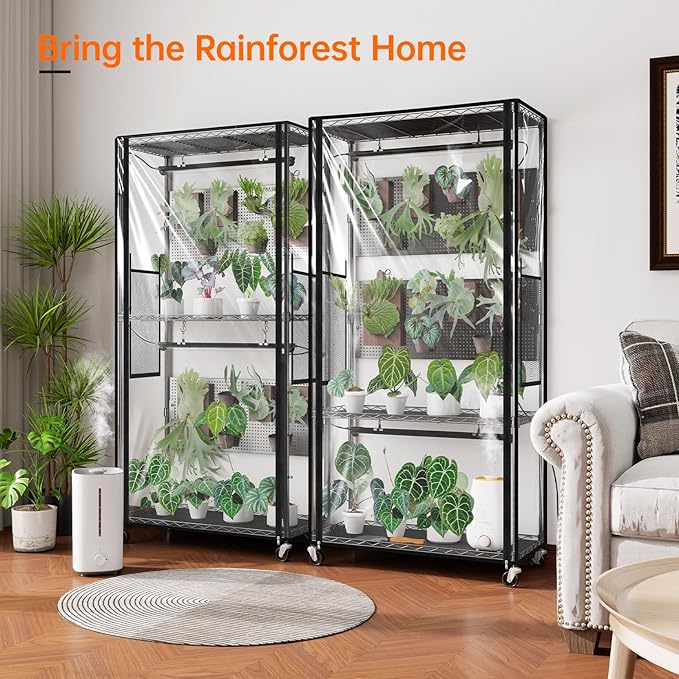 Bstrip Indoor Greenhouse Cabinet with Pegboard Indoor Greenhouse with 4 Pack 96W Full Spectrum Grow Light for Indoor Plant Foliage Plants 29.5x13.8x59