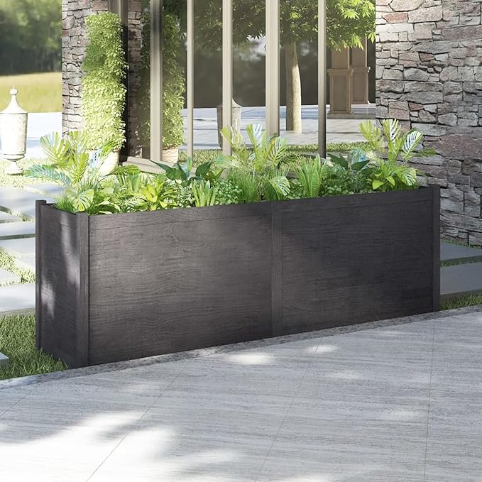 Raised Bed Wood Raised Beds for Garden Wooden Raised Bed Planter Raised Bed Wood Grey Herb Bed Wood Flower Box Flower Box Flower Tub Garden Planter 200 x 50 x 70 cm