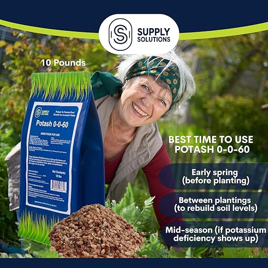 Supply Solutions Muriate of Potash 0-0-60 Fertilizer - High Potassium for Lush Crops Blooms Acidic Plants (10lbs)